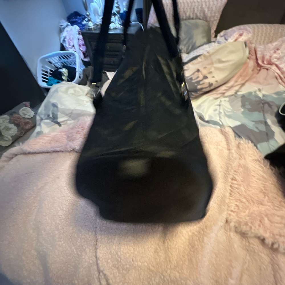 DSW black satin duffel bag. - Picture 13 of 16